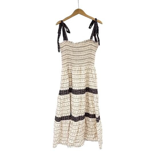 Neuflora Summer In France Midi Dress Tie Strap Floral Smocked Womens Large - Picture 4 of 9